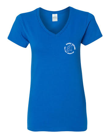 A women 's v-neck t-shirt with the words " love is in the air ".